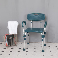 Flash Furniture DC-HY3523L-NV-GG HERCULES Series 300 Lb. Capacity Adjustable Navy Bath & Shower Chair with Quick Release Back & Arms